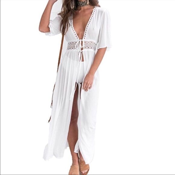 NEW Cardigan Lace Maxi Cover Up Dress - Picture 1 of 7